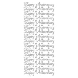 Happy Anniversary Sheet of Silver self adhesive stickers